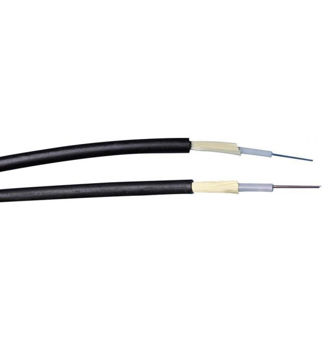 Cable 12 fibras ópticas int/ext monomodo 9/125 OS2, armadura dieléctrica, cubierta LSZH color Negro
