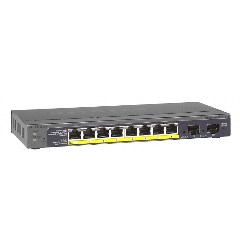 Switch 8 puertos Gigabit PoE & 2 puertos SFP Web Managed Netgear