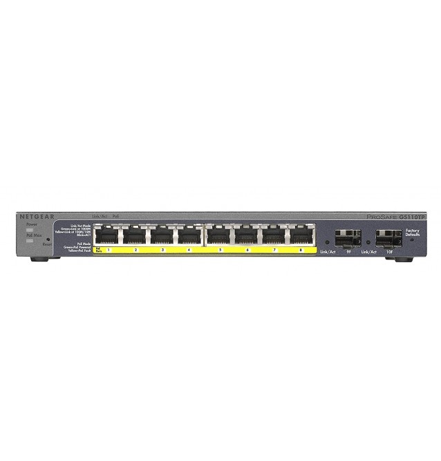 Switch 8 puertos Gigabit PoE & 2 puertos SFP Web Managed Netgear