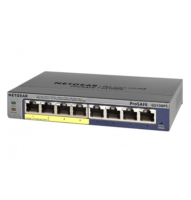 Switch 8 puertos Gigabit (4 puertos 10/100/1000 PoE + 4 puertos 10/100/1000) Web Managed Netgear