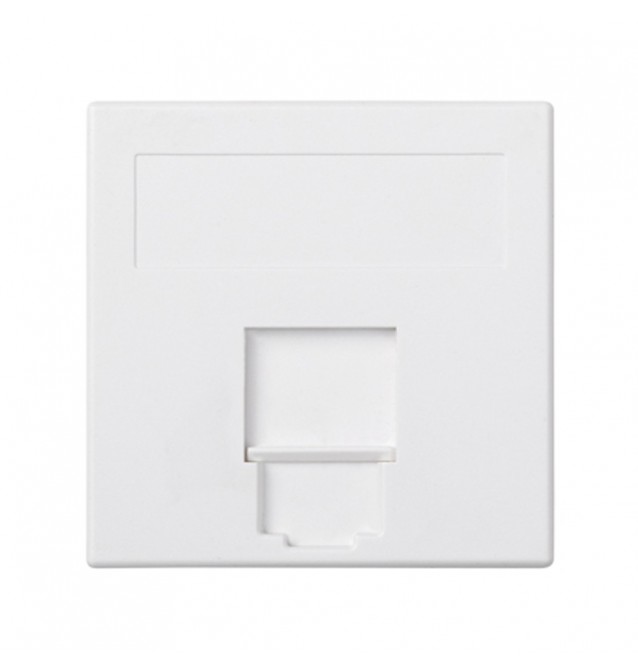 Placa plana de voz y datos Simón 500 CIMA para 1 conector AMP + otras marcas con guardapolvo