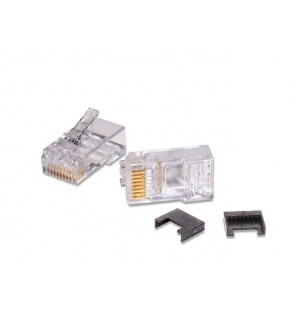 Conector RJ45 Macho 8 vías Cat.5e c/guía cable rígido/flexible