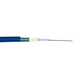 Cable fibra óptica exterior multimodo. Armadura metálica CST, cubierta LSZH color Azul