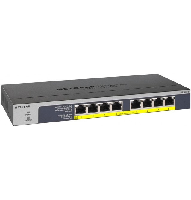 Switch 8 puertos autosensing Gigabit PoE+