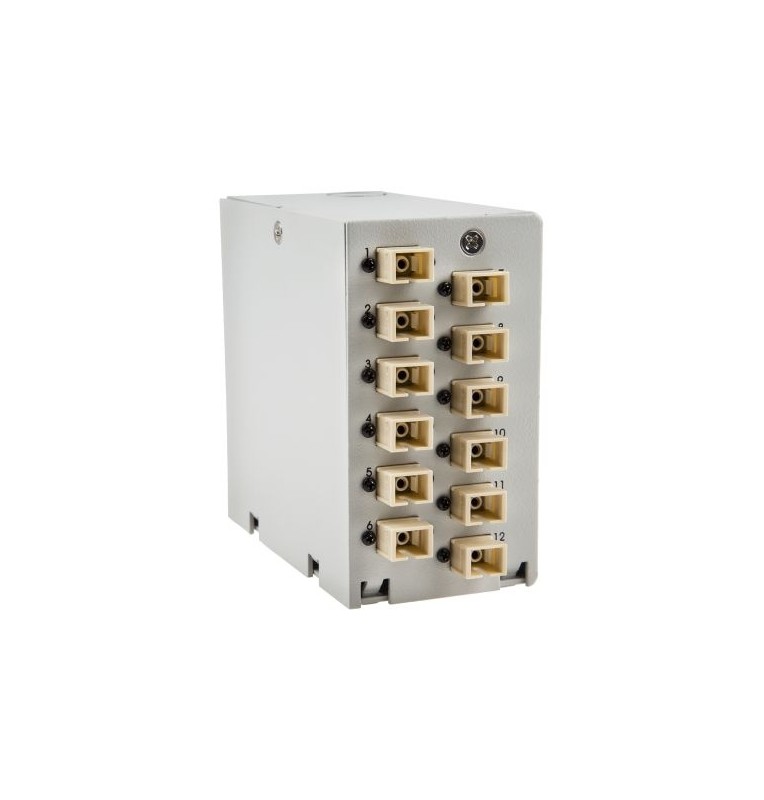 Caja DIN terminal de fibra óptica 12 adaptadores SC Simplex Multimodo