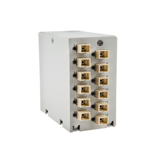 Caja DIN terminal de fibra óptica 12 adaptadores SC Simplex Multimodo