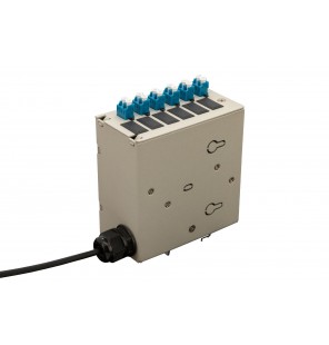 Caja DIN terminal de fibra óptica con 6 adaptadores LC Dúplex MONOMODO
