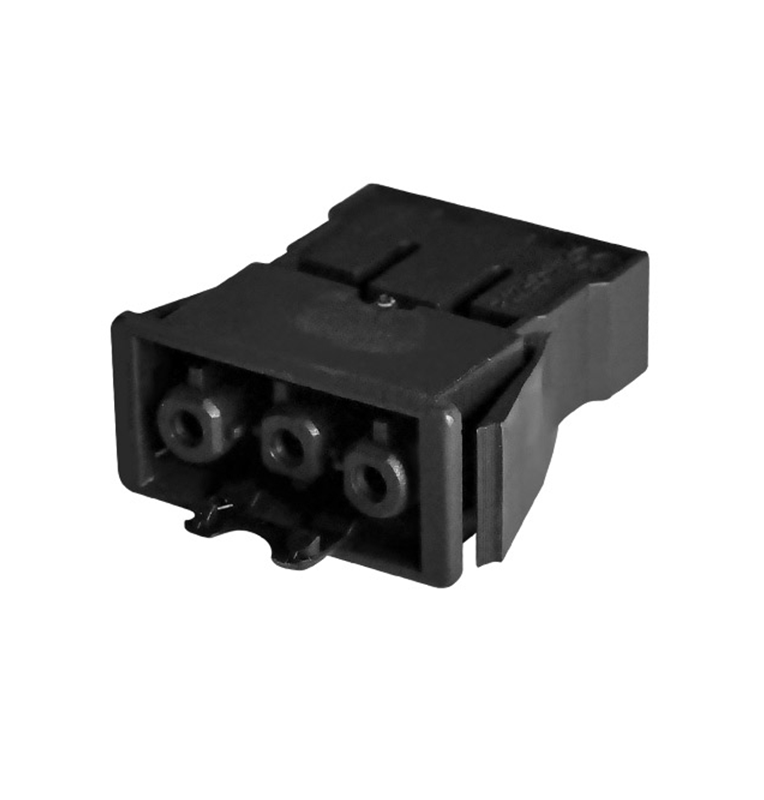 Conector rápido de empotrar NEGRO hembra 3 polos conexión por cepo. Simon: CR0001-14