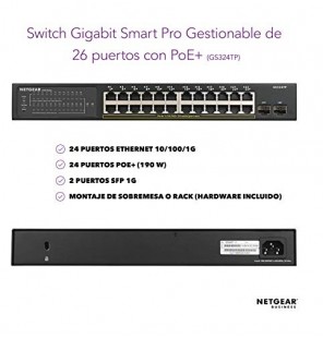 Switch 8 puertos Gigabit PoE & 2 puertos SFP Web Managed Netgear