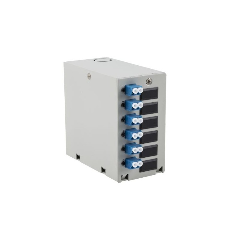 Caja DIN terminal de fibra óptica con 6 adaptadores LC Dúplex MONOMODO
