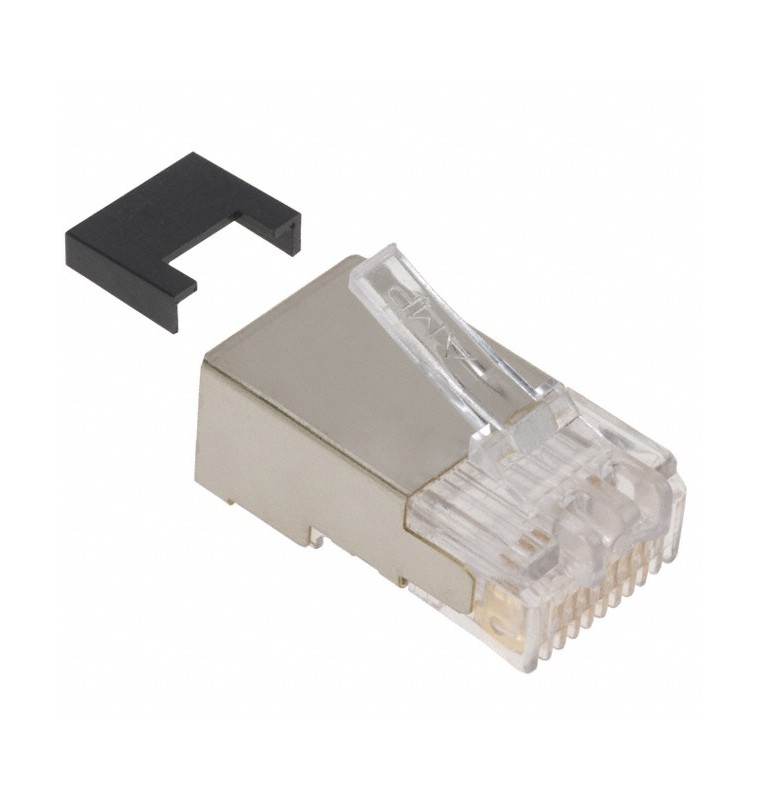 Conector RJ45 Apant. Macho 8 vías Cat.5e c/guía cable rígido/flexible. Commscope: 6-569550-3