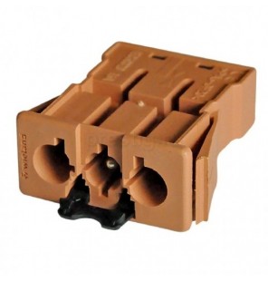 Conector rápido de empotrar. Macho 3 polos conexión por cepo.