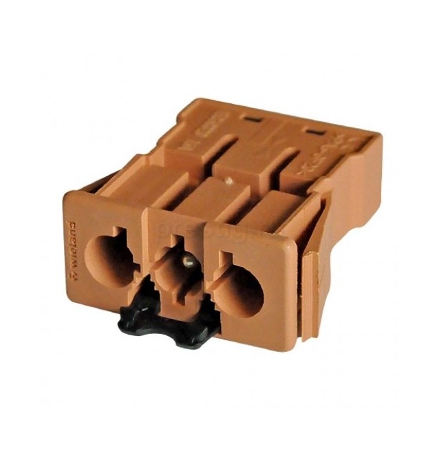 Conector rápido de empotrar. Macho 3 polos conexión por cepo.