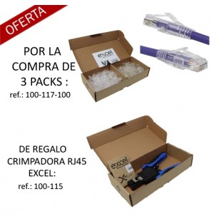Pack Promo : Por la compra de 3 Packs ref.: 100-117-100 regalo de una crimpadora Excel RJ45 UTP.