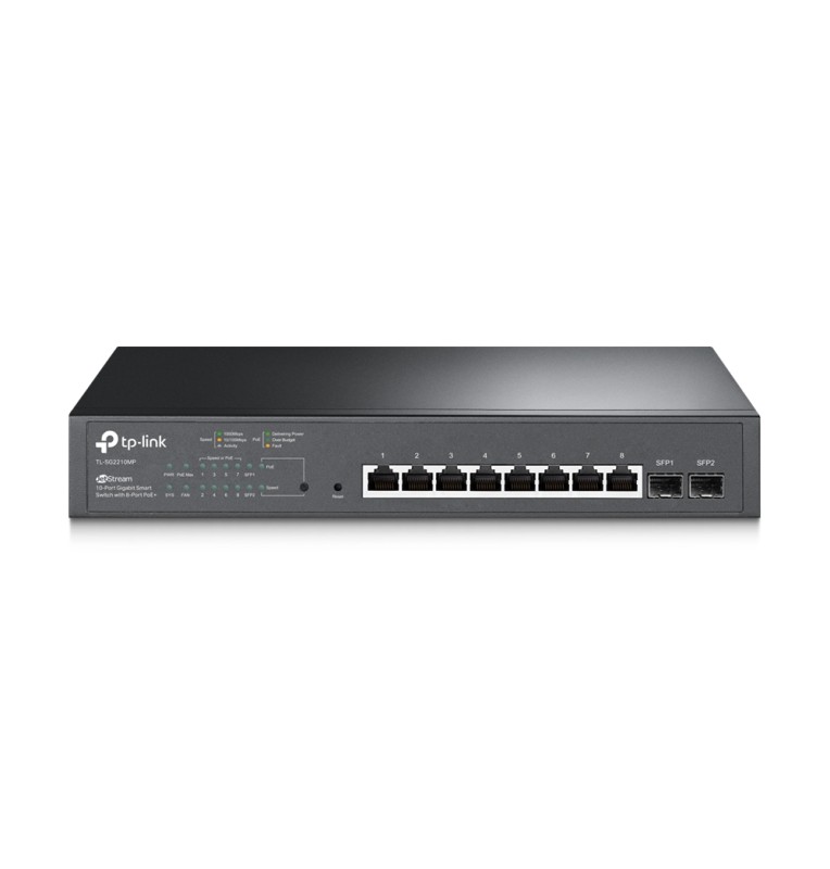 Switch inteligente Gigabit de 10 puertos JetStream con 8 puertos PoE+ y 2 ranuras SFP Gigabit TP-Link: TL-SG2210MP