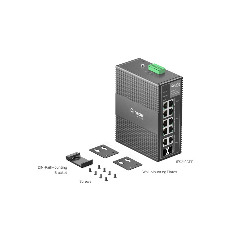Switch Industrial TP-Link 6 puertos PoE+ y 2 puertos PoE++