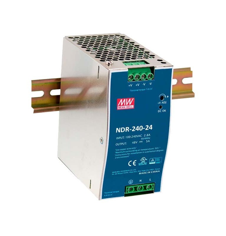 Fuente de alimentación DIN rail 240 W 24 V – Mean Well NDR-240-24