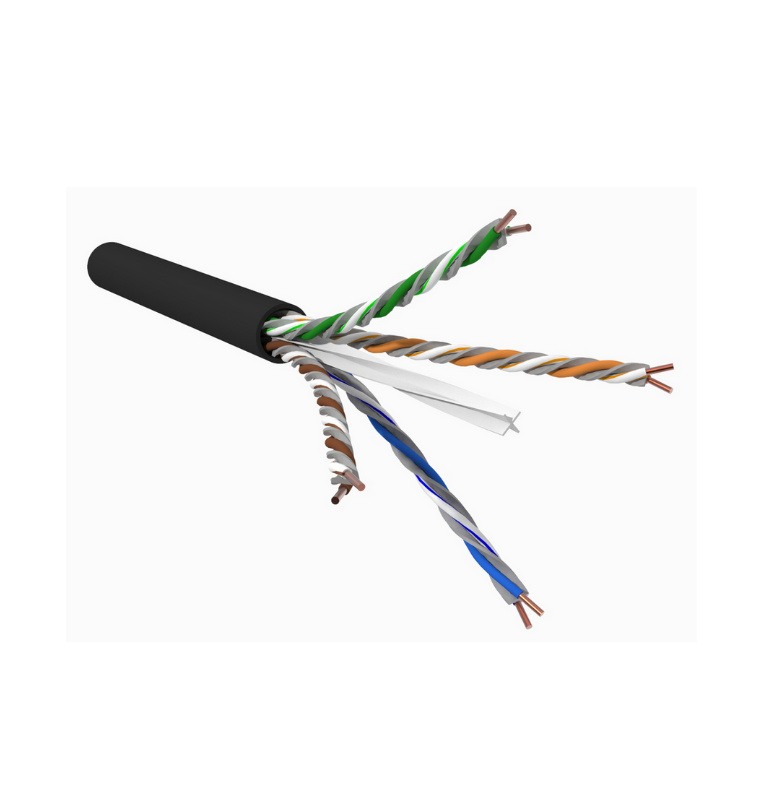 Bobina cable GigaREACH 1573A Cat.6 U/UTP AWG 21 "Extended Distance" outdoor black (305 mts) Commscope